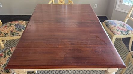 Vintage dining table with six chairs