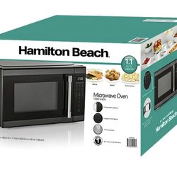 Hamilton Beach 1.1 cu. ft. Countertop Microwave Oven, 1000 Watts, Black Stainless Steel