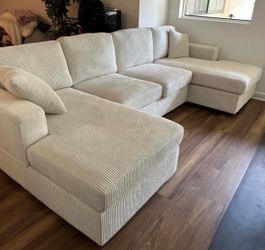 Brand new ivory corduroy Sectional Sofa (Available for same day)