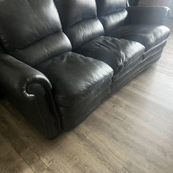 Gorgeous, Dark Gray Leather Sofa
