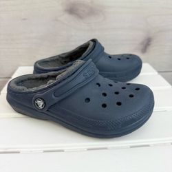 Crocs Youth/Kids Navy Blue Lined Classic Clogs Size J1 Comfort Shoes