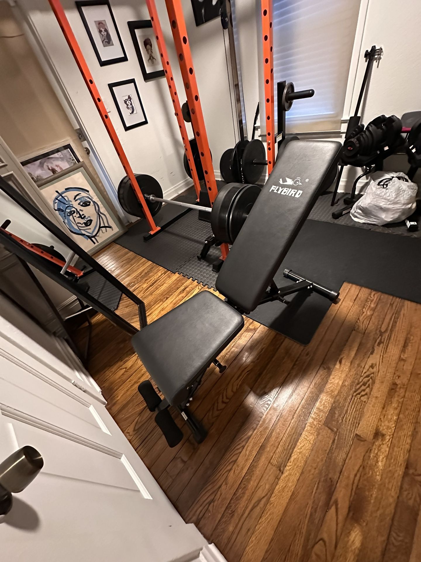 Home Gym - power cage with accessories, plates and bench