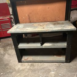 Work Bench W Pegboard and Toolbox