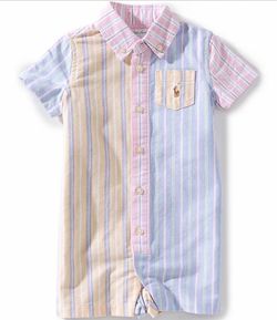 Ralph Lauren Baby Striped Shortall Romper