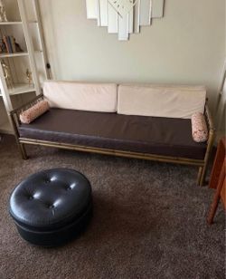 Mid Century Bamboo Frame Daybed with Cushions
