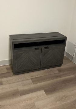Gray TV Stand with Cabinet Storage
