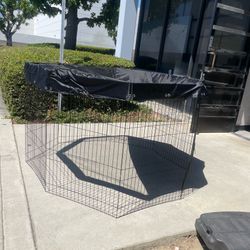 36” Tall Dog Playpen With Cover Dog Run, Dog Cage 8 Panels Fence with Door
