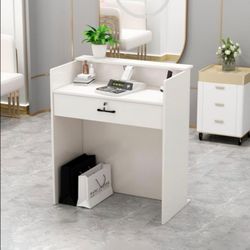 ✨ Modern White & Gold Reception Desk / Salon Front Desk – Like New