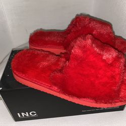 yuri red fur sandals