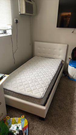 White Twin Leather Headboard Frame