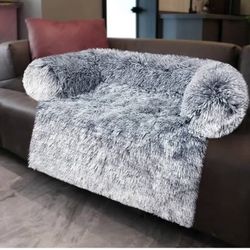 Dog Bed Dog Sofa Couch Calming Cat Beds Fluffy Plush Cats Mattress Comfy Washable Cover Puppy Kennel Pad Extra Large Medium Couches Dogs Sofa Blue Gre