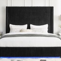LED Queen Black Bed Frame