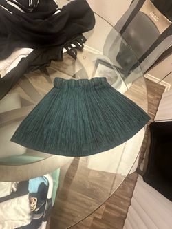Teal Ribbed Knit Mini Skirt