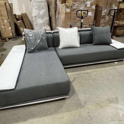 Homary Doart 112" Cotton & Linen 4-Seater Modern Corner Modular Sectional Sofa L-Shaped