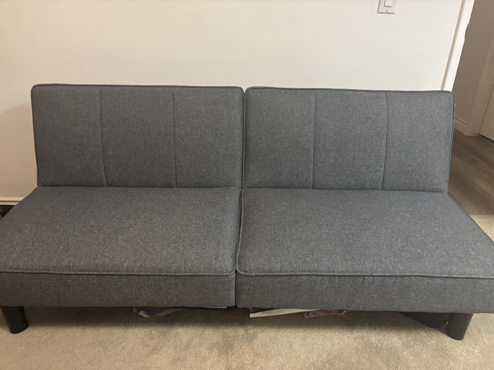 Mainstays 66” Studio futon, gray linen Upholstery
