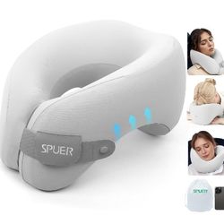 2 in 1 Ergonomic Memory Foam Travel Neck Pillow, Travel Pillow for All Sleep Positions on Flights, Road Trips, and Long Distance Travel with Drawstrin