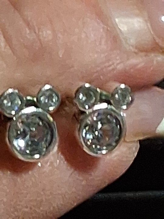 BRIGHTON BRAND NEW STERLING SILVER LARGE CZ MICKEY HALO STUD EARRINGS SOLID