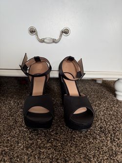 Black Platform Ankle Strap Heels