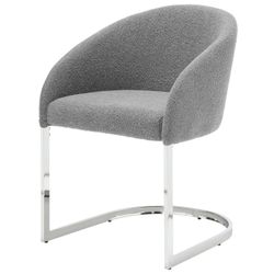 Set of 2 Modern Gray Accent / Dining Chairs with Chrome Base