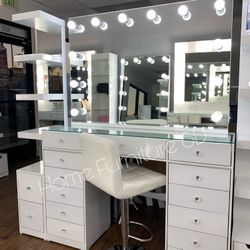 Vanity Set Hollywood Frameless Mirror LED Lights Makeup Table✨New