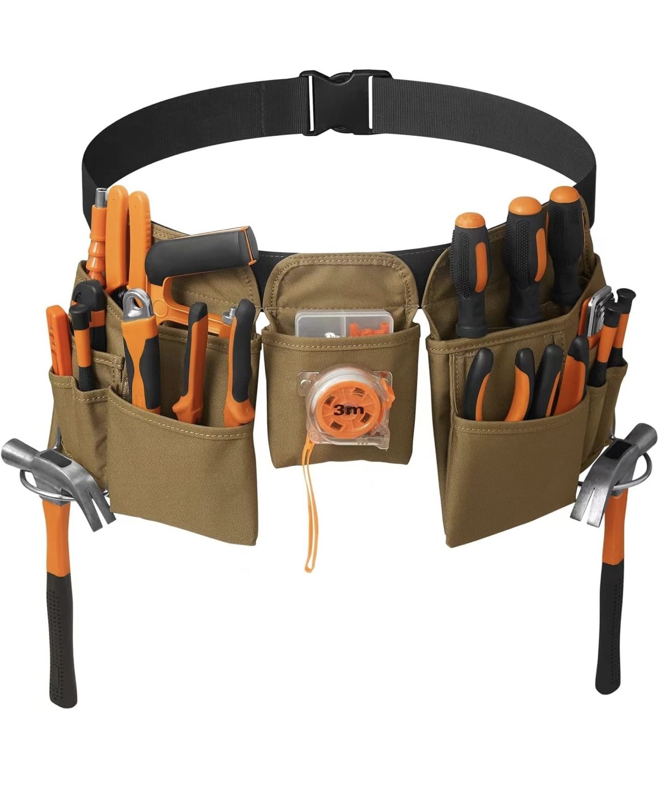 19 Pocket Tool Belts with Quick Release Buckle, Adjustable Utility Belt,Work Apron for Men and Women,for Garden,Electrician,Carpenter,Construction,Gif