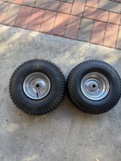2 Lawn Mower Tires with Rims – 15x6.00-6