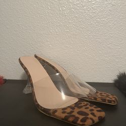 Cheetah Print Clear Heels 