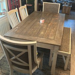 🏡 Ashley Furniture Bolanburg Dining Table Set – Table + 4 Chairs + Bench – $600 OBO