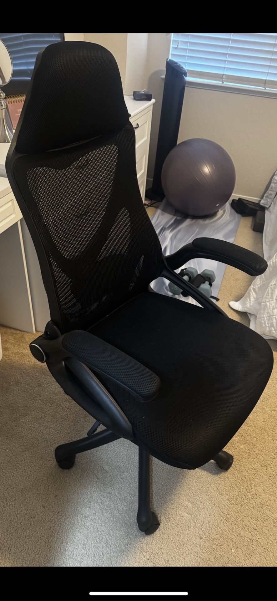 Ergonomic High Back mesh Office Chair with Adjustable Armrest Lumbar Support Headrest Swivel Task Desk Chair Computer Chair (Black)