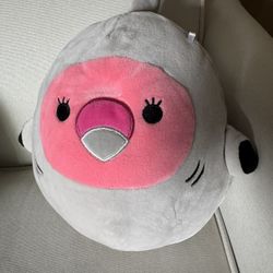 COOKIE THE PINK FLAMINGO in Gordon Shark Costume, Squishmallow 8" Plush