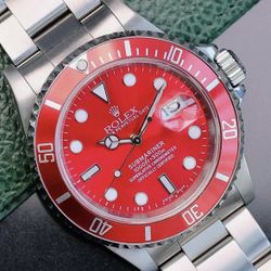 Rolex Submariner Date Mens Stainless Steel Red Dial & Insert Oyster Watch