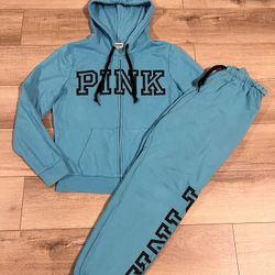 Blue Victoria's Secret sweatshirt hoodie coat and joggers track set M/L