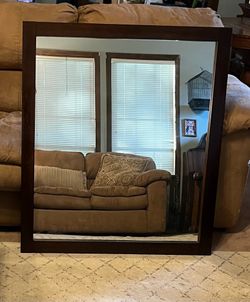 Large Rectangular Wall Mirror - Solid Dark Wood Frame (29" x 40.5")