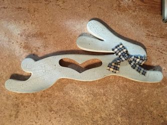 Rabbit with heart and bow tie wall decor 16.5 in x 8 in