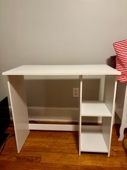 White Desk with Built-In Shelves – Great Condition