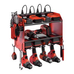 CCCEI Modular Power Tool Organizer Wall Mount with Charging Station. Garage Drill Storage Shelf with Hooks, Heavy Duty Rack, Tool Battery Holder Built