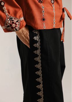 Women emb black pants