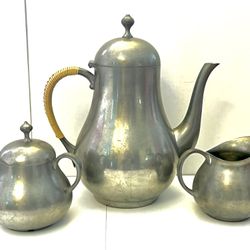 Mid-Century Royal Holland Pewter KMD Tiel Coffee / Chocolate / Tea Service Set 