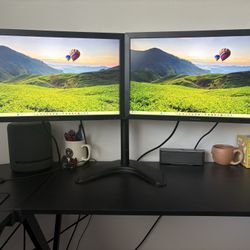 Black ViewSonic Dual Monitors 22” (plus Vivo Monitor Stand) 