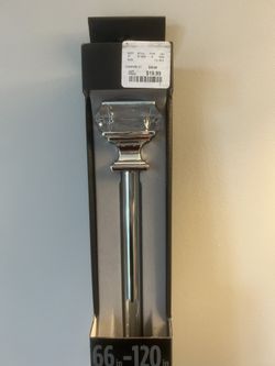 NIB Glam Chrome & Crystal 66” - 120” Single Drapery Rod Set