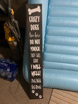 Funny wood dogs home sign