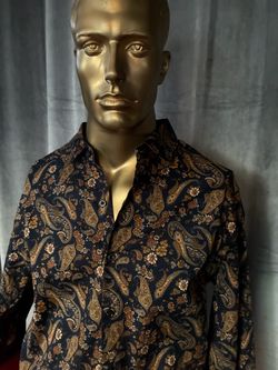 Men's Paisley Floral Button-Up Dress Shirt