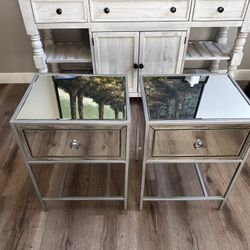 Inka Mirrored One-Drawer Side Tables