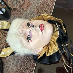 Vintage Wall Hanging Hand Painted Porcelain Cat Women Bust