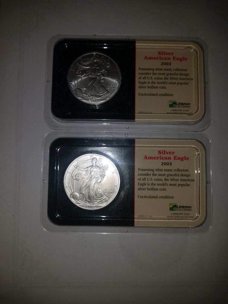 2003 One Dollar Silver 1oz .999  QTY. 2 