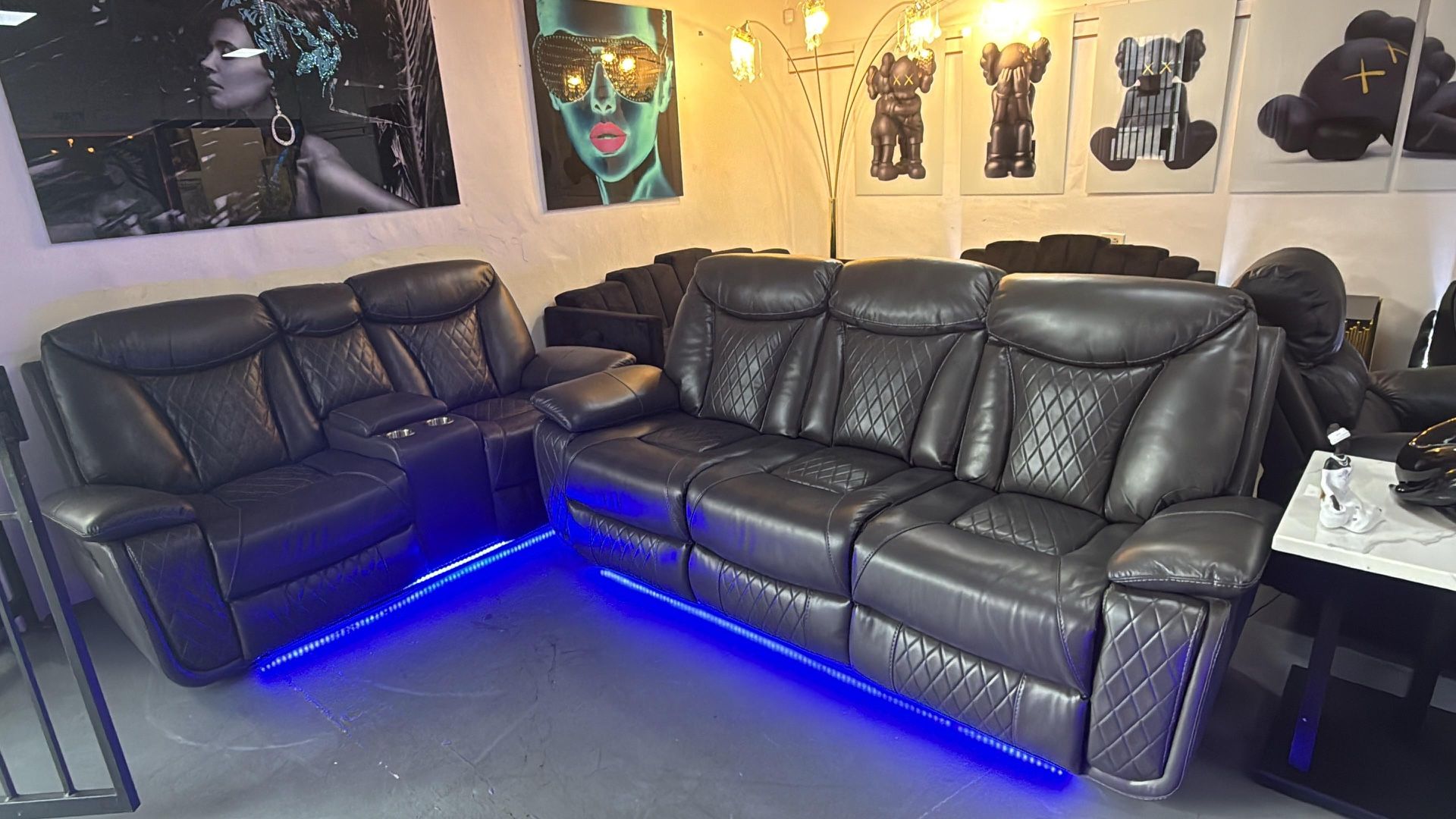 Sofa & Loveseat Reclining With LED. BRAND NEW. Downpyment $53