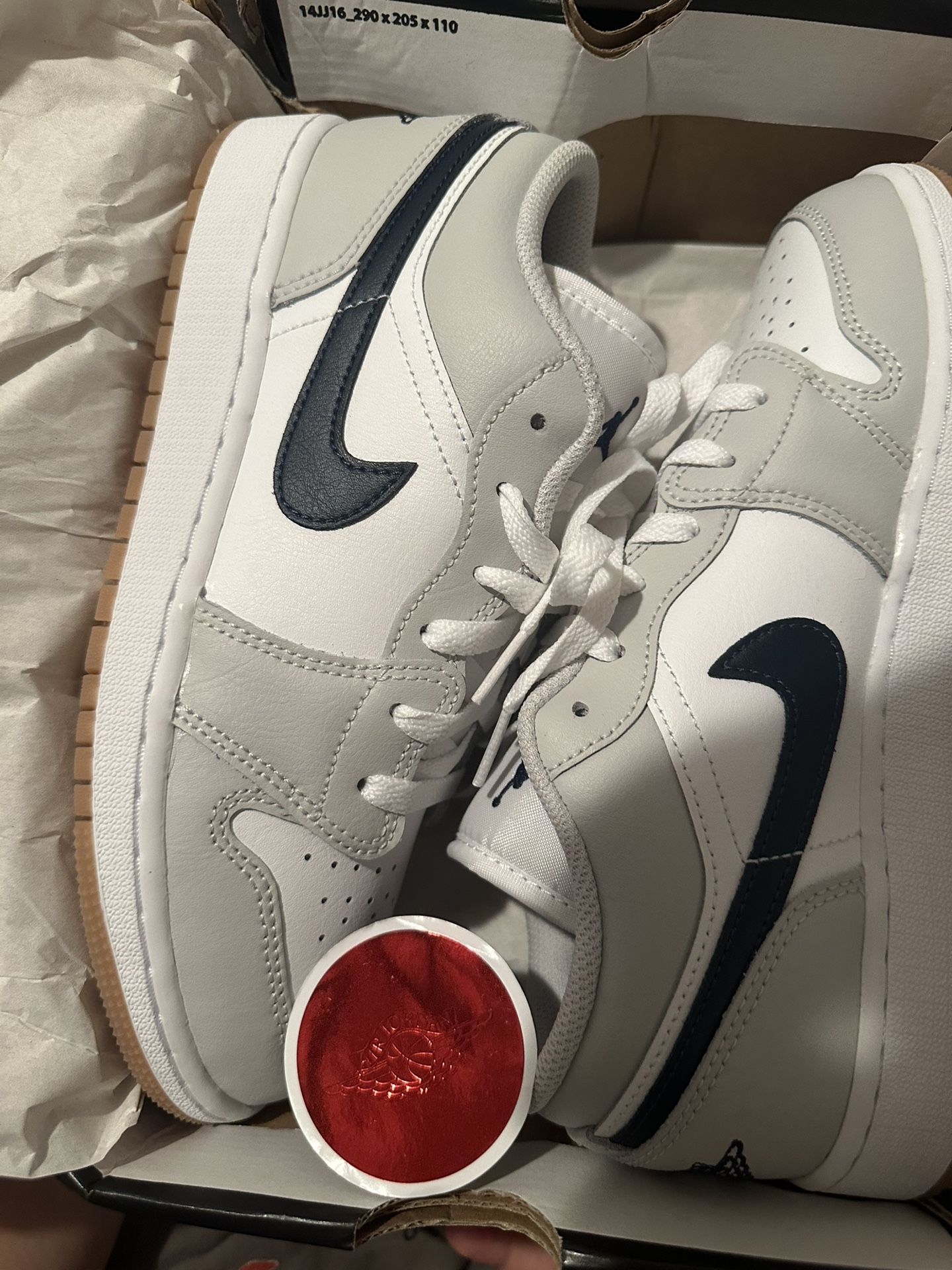 Air Jordan Low 1 White / Midnight Navy Size 6