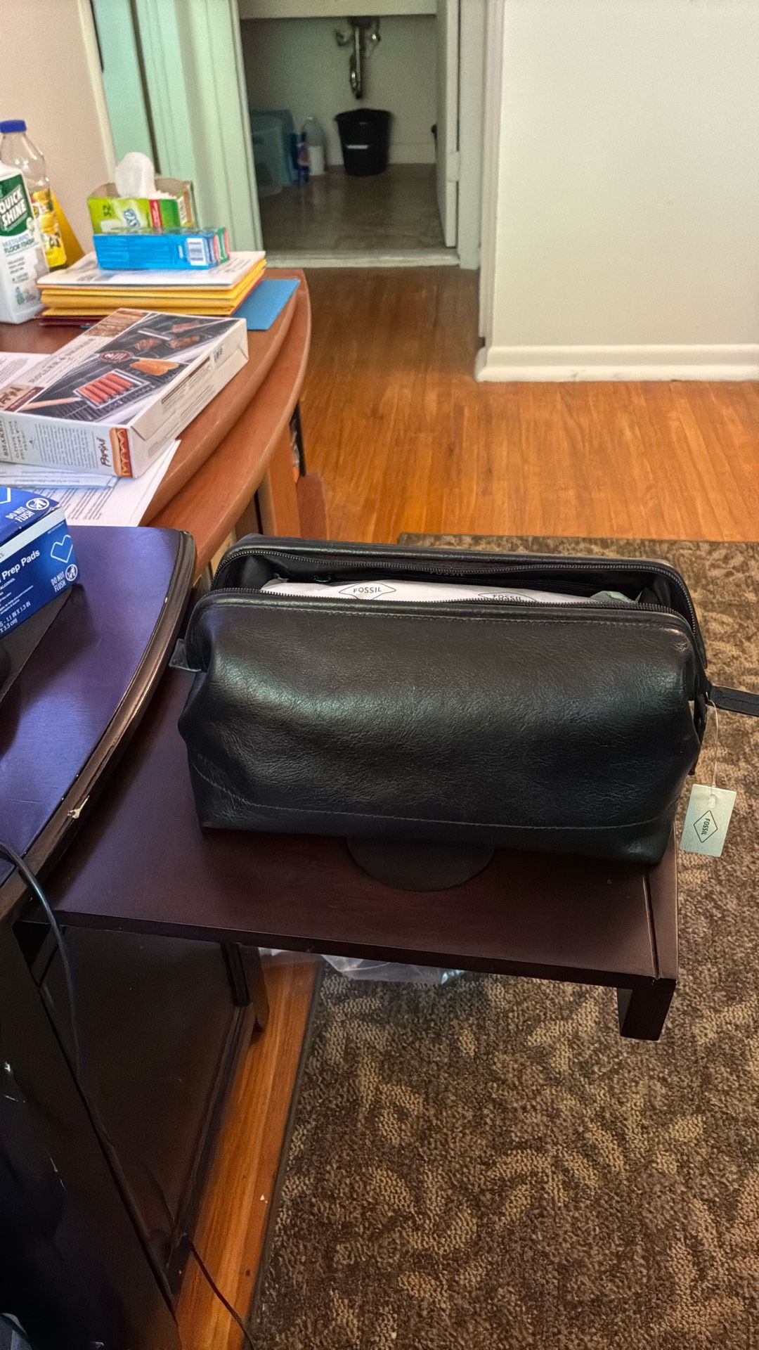 Fossil Men Leather Travel Shave Kit