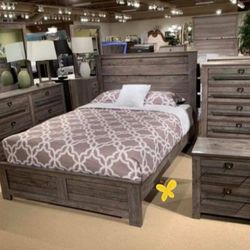New Millie Grey Twin Full Queen 5pc Bedroom Set With Dresser Mirror Nightstand Chest Without Mattress And Free Delivery