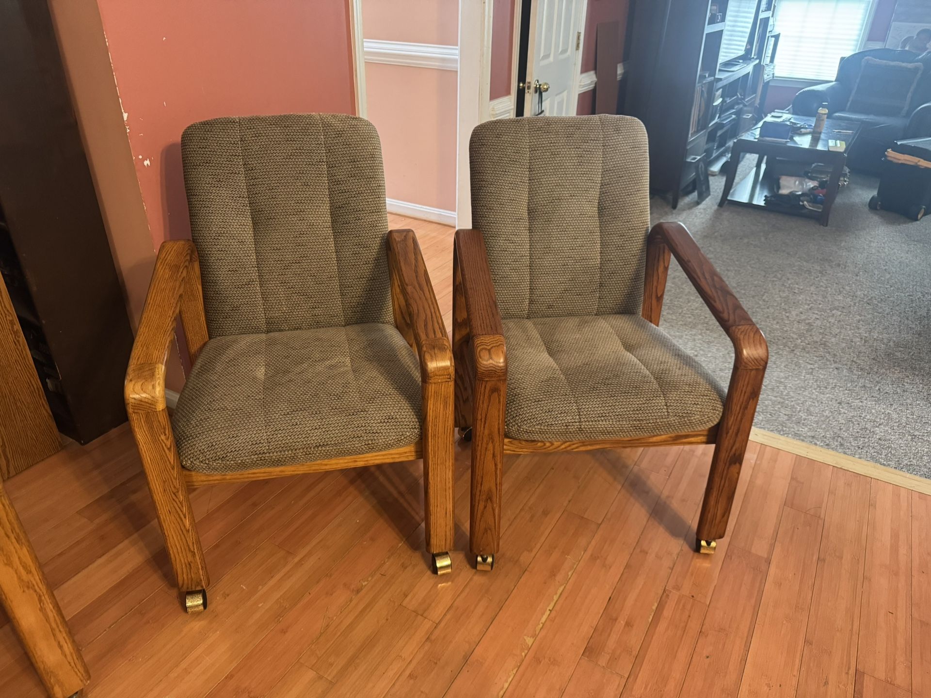 4 MCM Chairs On Casters